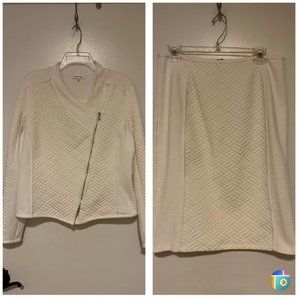 Calvin Klein Creamy White Knit Jacket & Skirt Size L